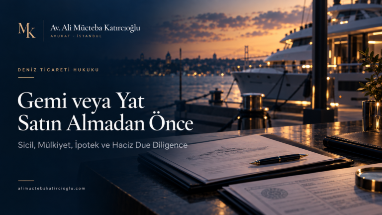 Av. Ali Mücteba Katırcıoğlu - Gemi veya Yat Satın Almadan Önce Hangi Hukuki Kontroller Yapılmalı? Sicil, Mülkiyet, İpotek ve Haciz Due Diligence kapak görseli